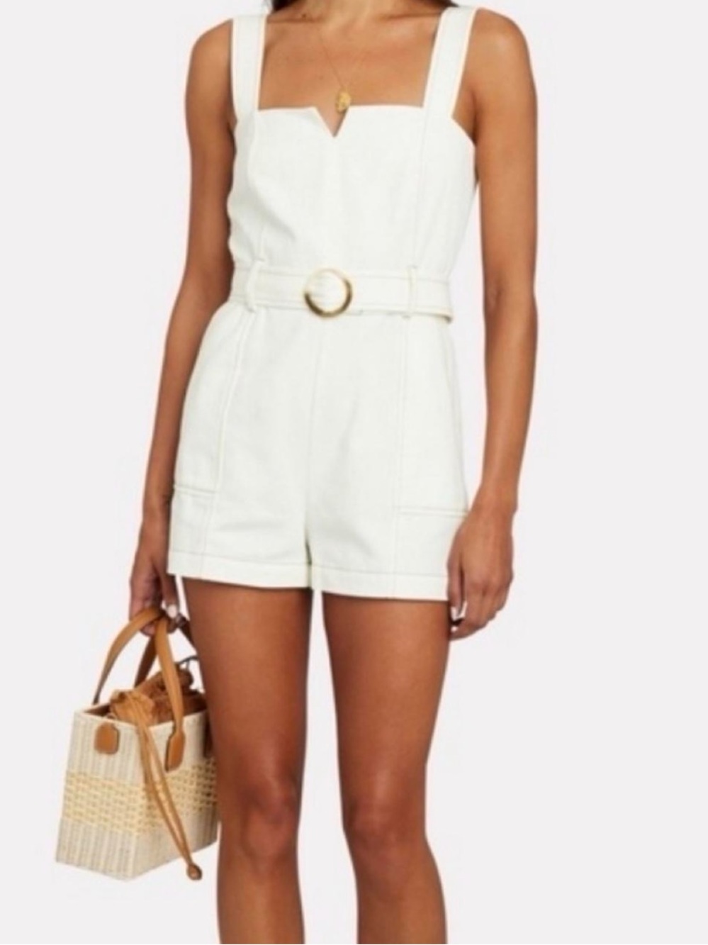 Intermix White Belted Square Neck Romper